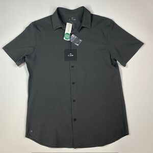 01.Algo Commuter Mens Performance Short Sleeve Dress Shirt Quick Dry‎ Gray